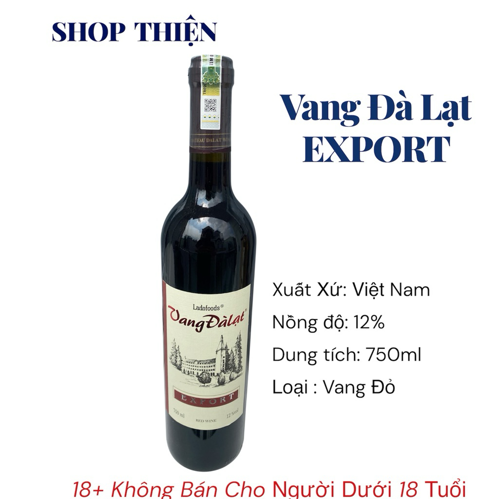 Vang Đà Lạt Đỏ  EXPORT Red 12% 750ml