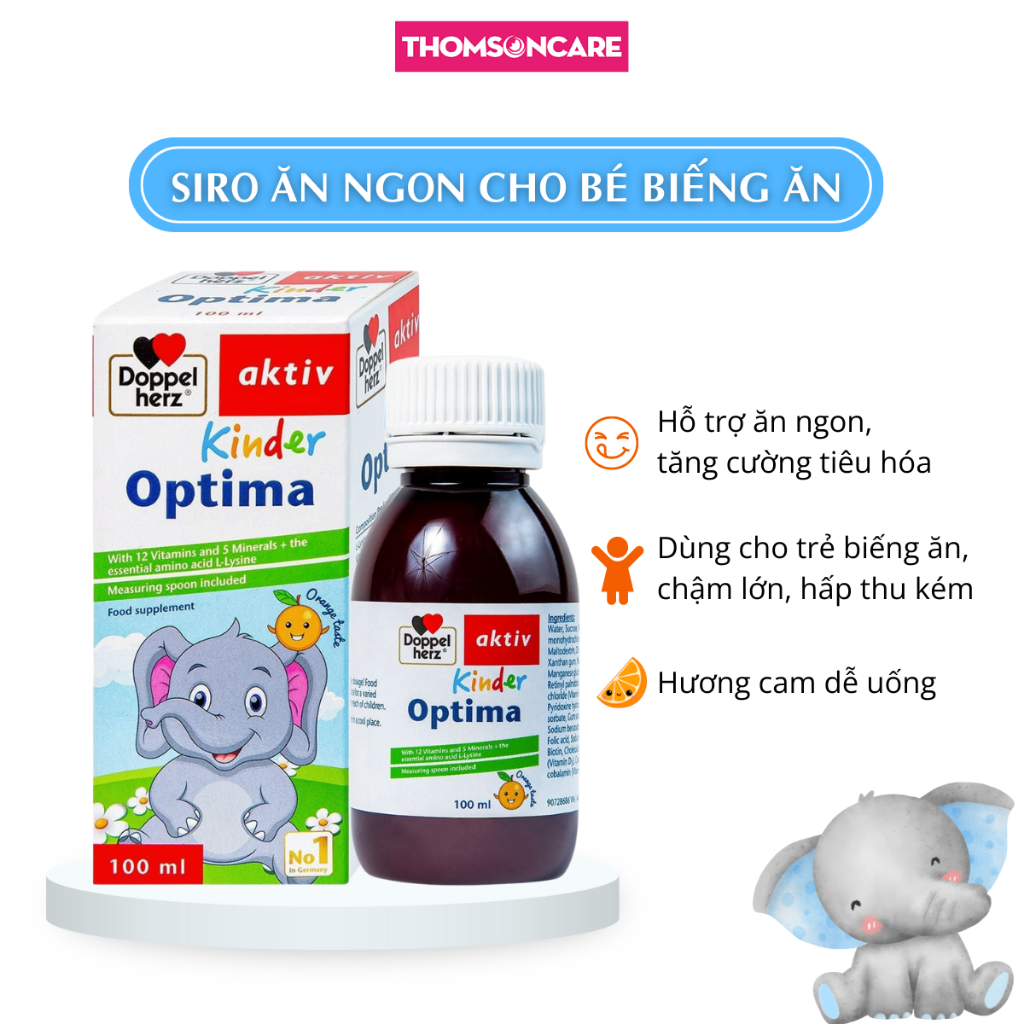 Bổ sung vitamin cho bé Kinder Optima - nhập khẩu từ hãng Doppelherz Aktiv Đức, tăng sức đề kháng