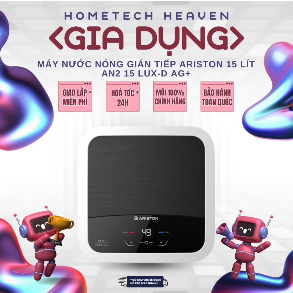 AN2 15 LUX-D AG+ - Máy nước nóng gián tiếp Ariston 15 lít Chính Hãng Bảo Hành 24 tháng