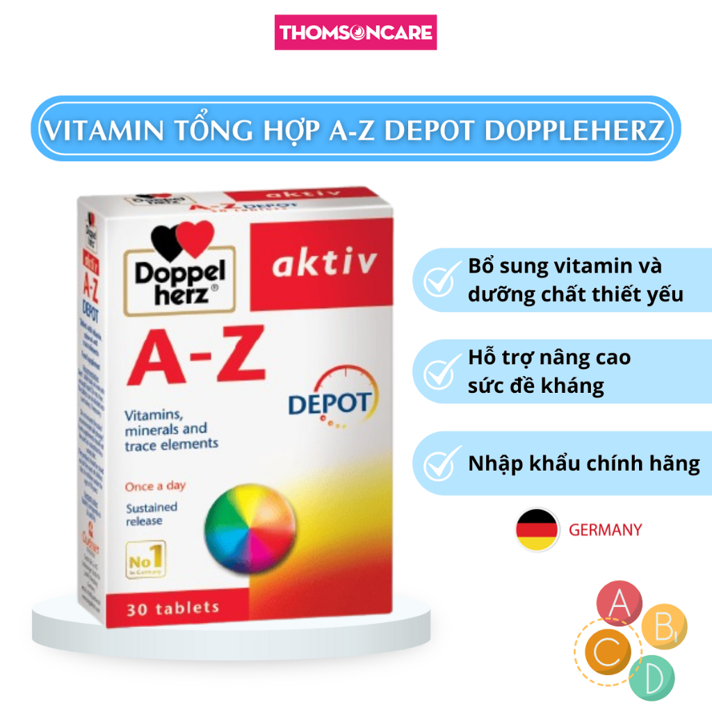 Vitamin tổng hợp Aktiv A Z Doppelherz từ Đức, multivitamin, vitamin tổng hợp cho phụ nữ, cho nam, ng