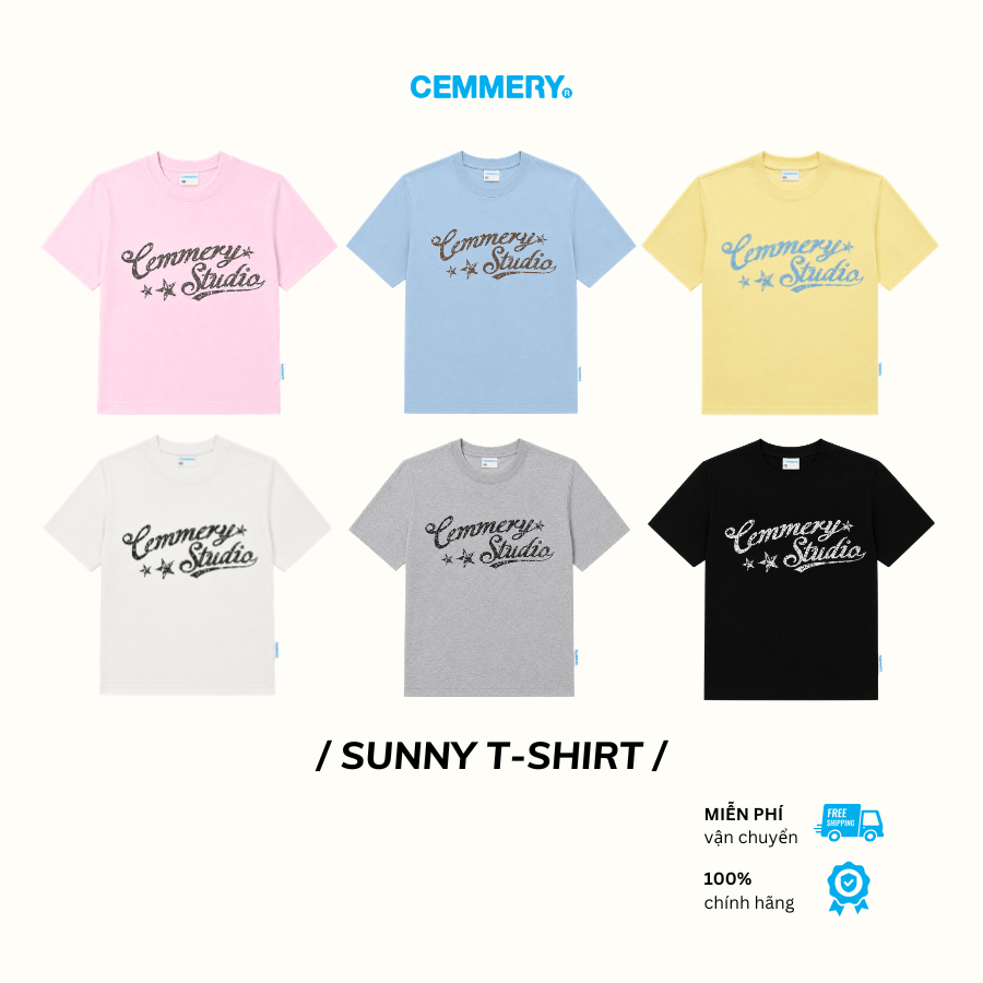 Áo Thun CEMMERY Local Brand Chính Hãng Sunny T-Shirt Cotton 2 Chiều Oversize Unisex Logo In 6 Màu | BigBuy360 - bigbuy360.vn