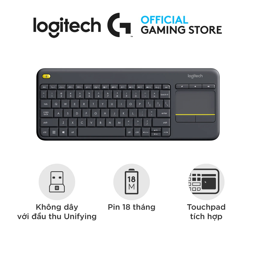 Logitech K400 Plus Wireless Integrated Touch Keyboard - For PC & Smart TV