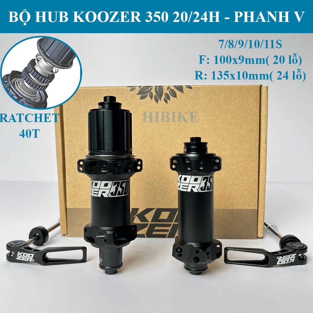 Bộ Hub Xe Đạp 20/24 Lỗ KOOZER 350 – Phanh V - Tăm Thẳng - Moay Ơ Xe Đạp