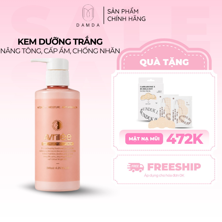 Kem dưỡng trắng, nâng tông, cấp ẩm, chống nhăn AVRILLEE LIKE A PEACH TONE UP CREAM 200ml | DAMDAVN