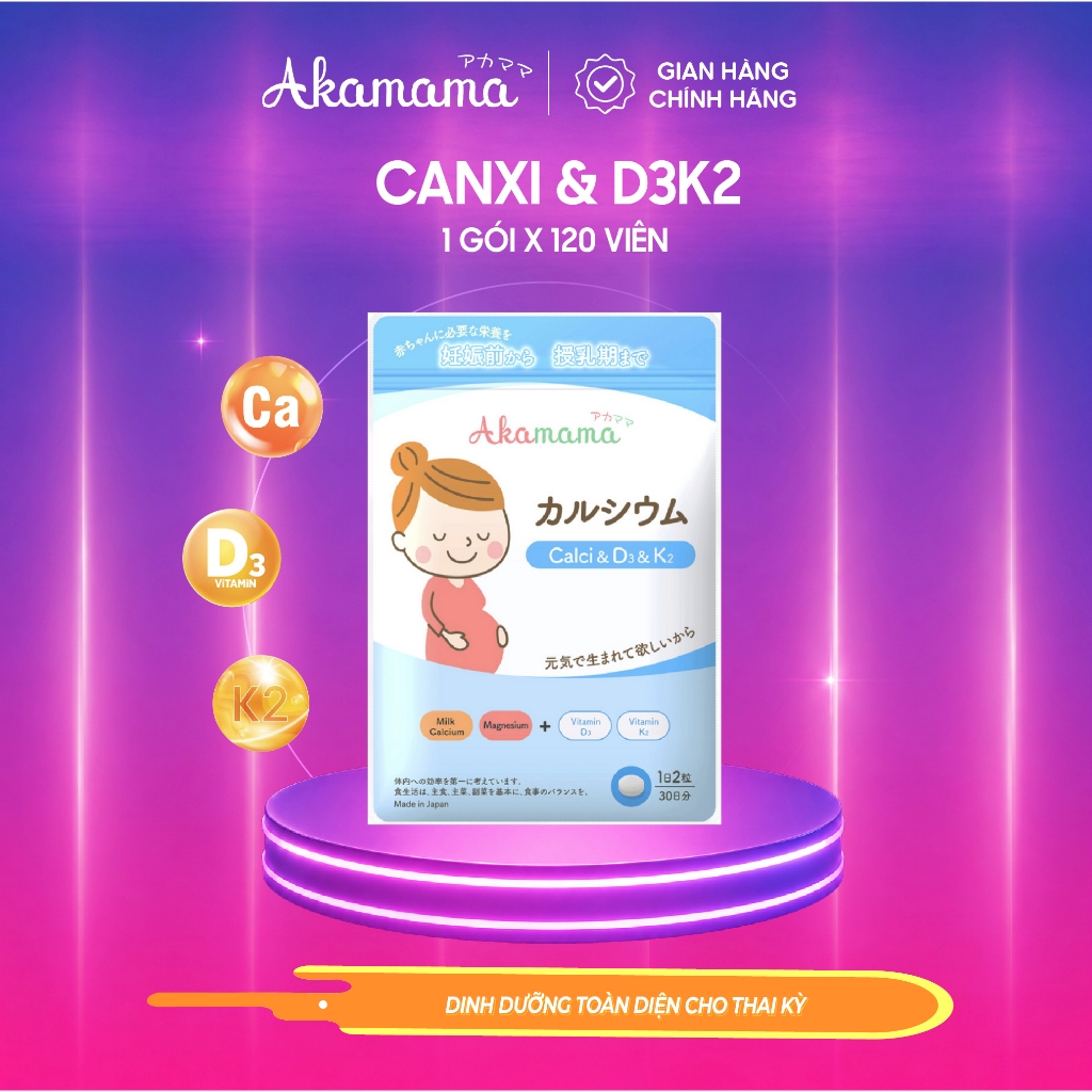 CANXI SỮA cho bà bầu Akamama - Nhật Bản, bổ sung canxi cho mẹ bầu - 120 viên