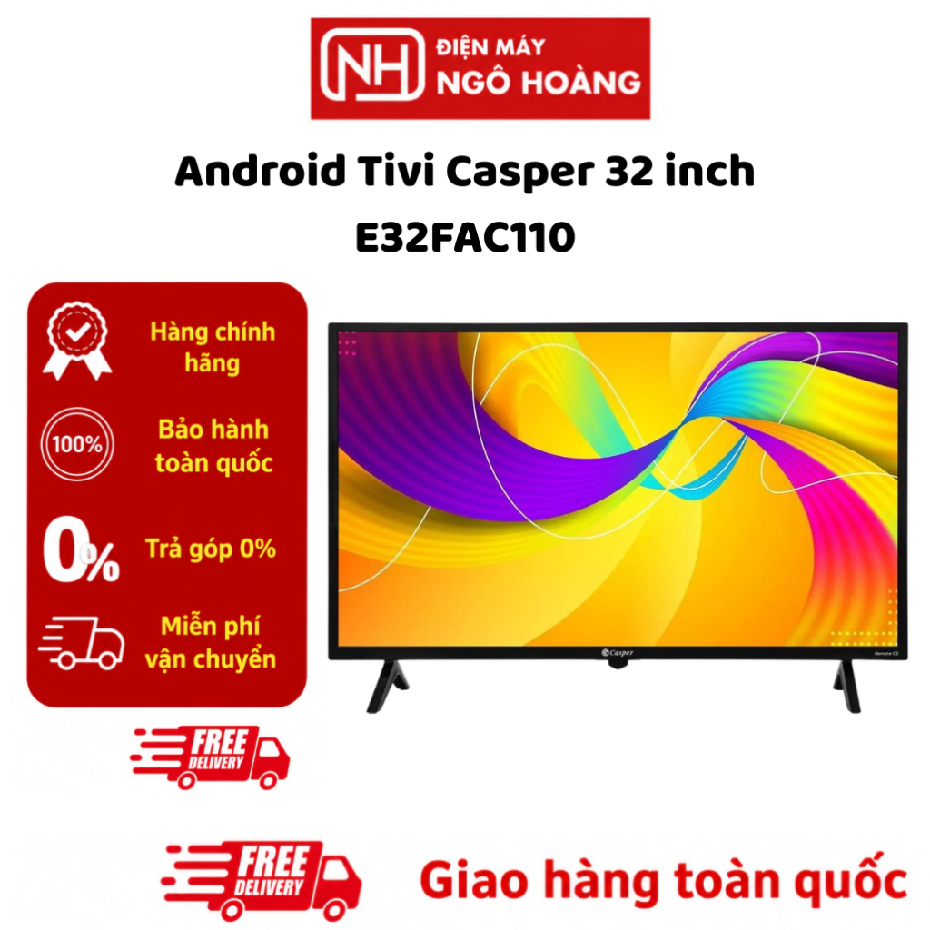E32HAC110 - Android Tivi Casper 32 Inch E32HAC110 Chính Hãng - HD Ready, Điều Khiển Giọng Nói, Kho Ứ
