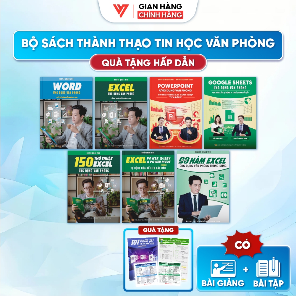 Bộ 7 Sách Tin Học Word - Excel - PowerPoint - Google Sheets - 150 Thủ Thuật Excel - Excel Power Quer