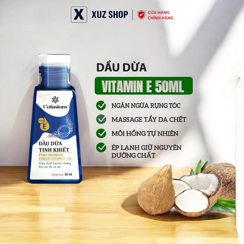 Dầu Dừa Mỹ Phẩm Vietcoco 50ml – Dưỡng Mi, Dưỡng Môi, Dưỡng Da Làm Đẹp Tự Nhiên, An Toàn