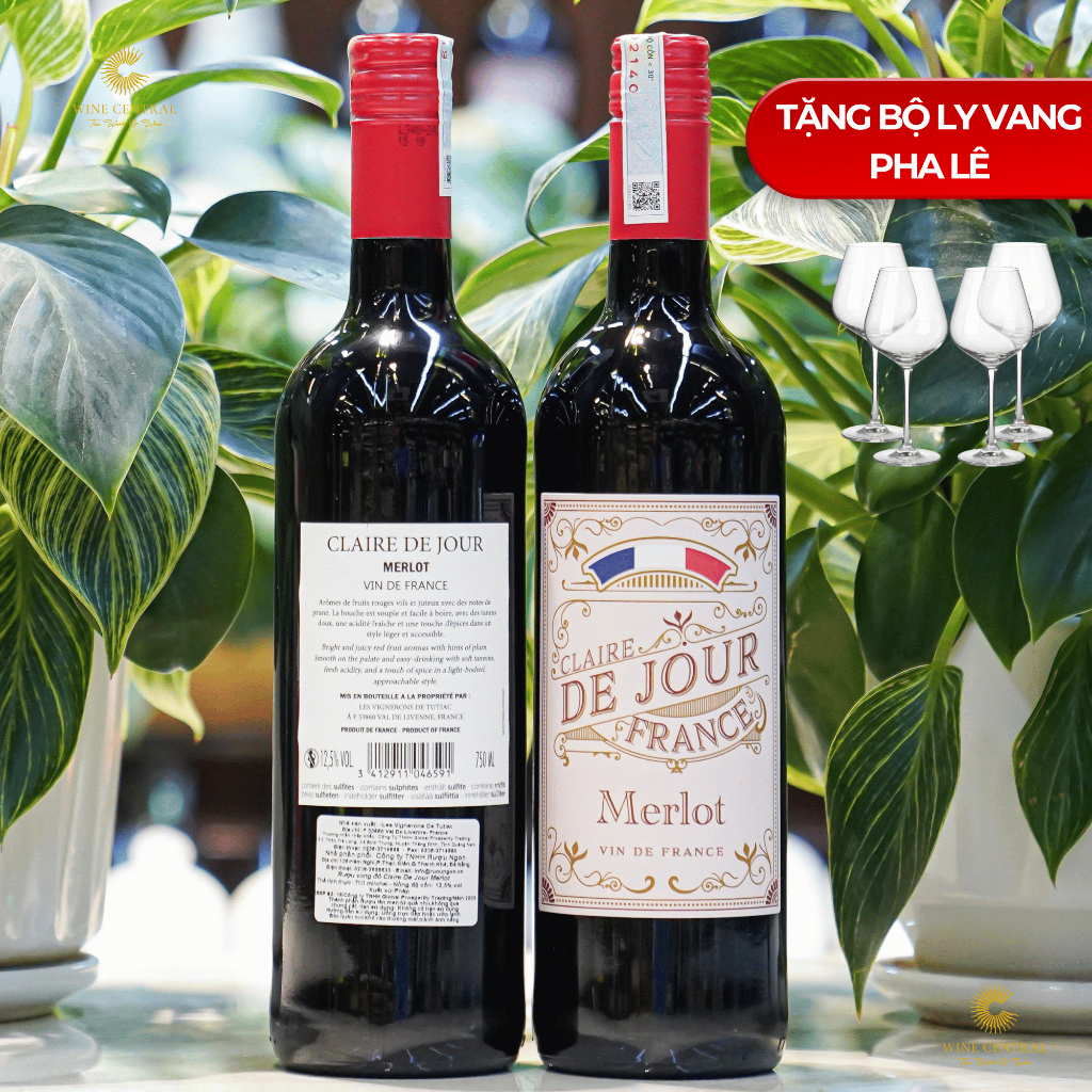 [Chính Hãng] Thùng 6 Chai Rượu Vang Đỏ Pháp Claire De Jour Merlot 750ml (12.5%) - WINE CENTRAL