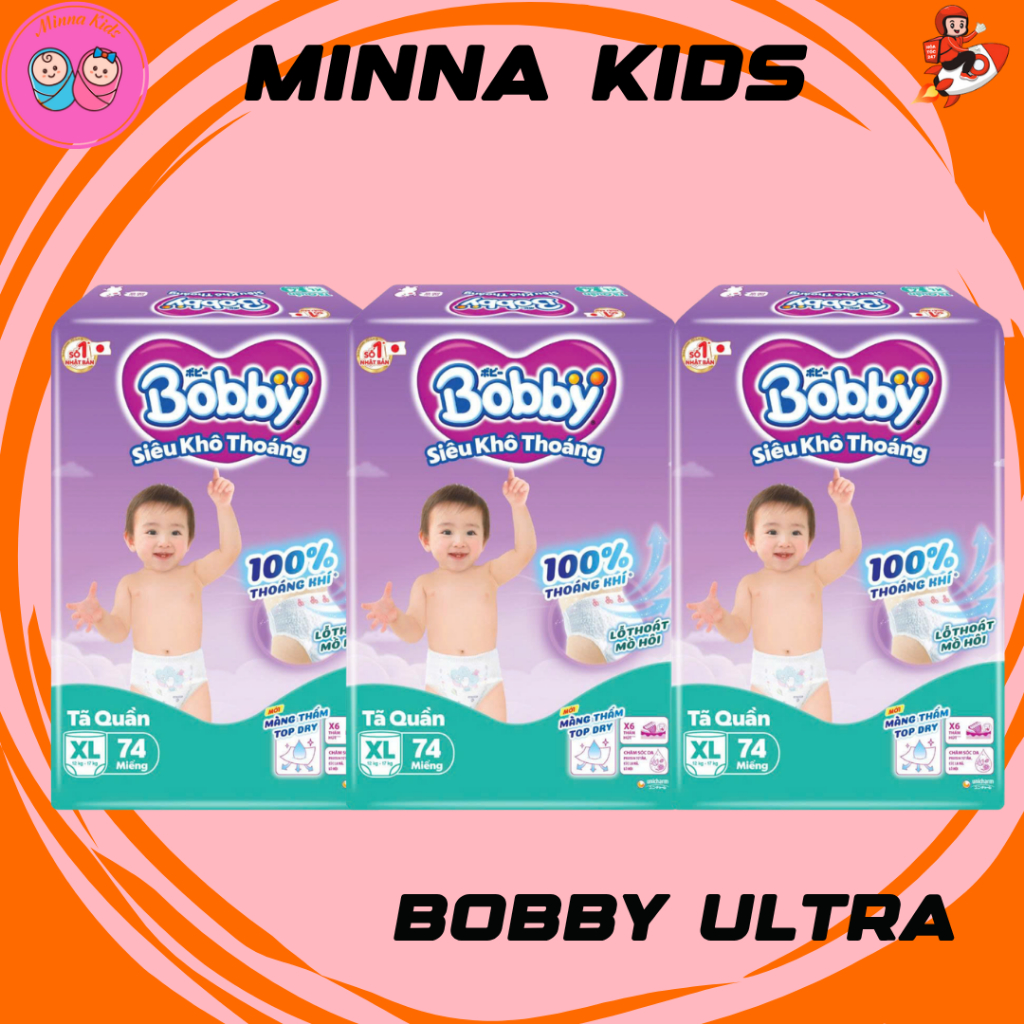 Tã quần bobby Ultra+ mới size M96/L88/xl76/xxl70, Bobby mega jumbo L96/xl84/xxl76+4 mới mỏng thần kì