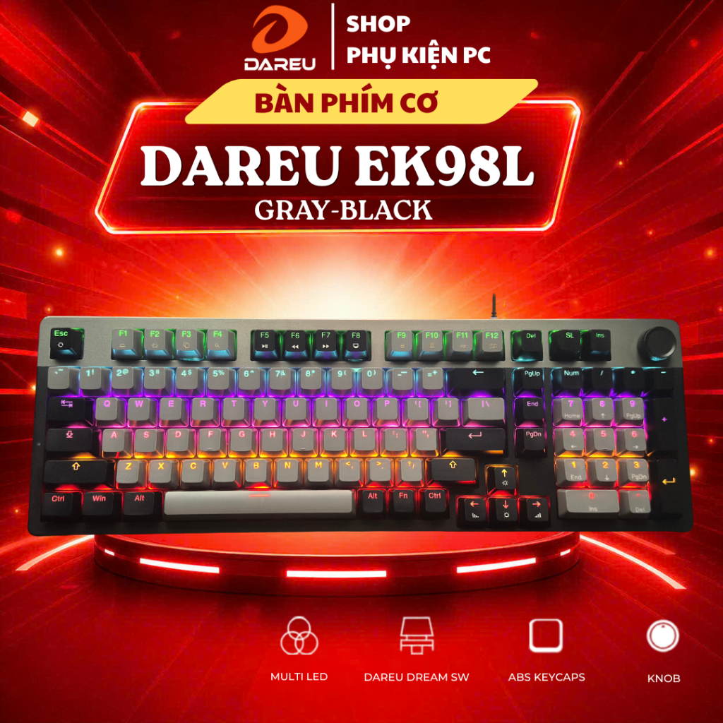 Bàn phím cơ DAREU EK98L Grey-Black (MULTI-LED) Chính hãng