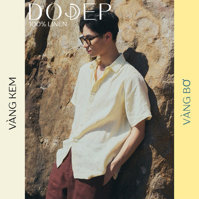 DODEP Áo sơ mi nam linen 100% tay ngắn