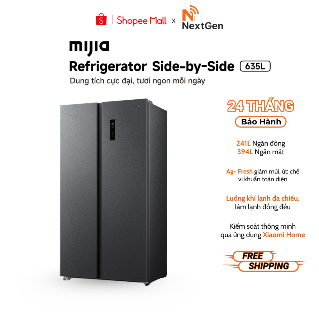 Tủ Lạnh Xiaomi Mijia Refrigerator Side-by-Side 635L, Làm Lạnh Nhanh, Tiết Kiệm Điện - BH24 Tháng