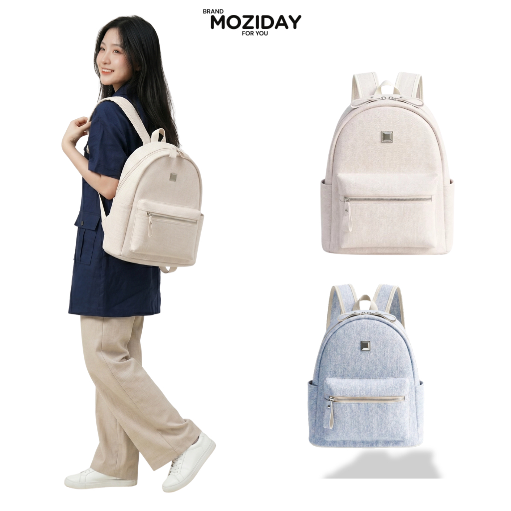Balo Da PU Giả Jean MOZIDAY Nữ Thời Trang Hàn Quốc Chống Nước Nhẹ Đi Học Đi Làm BL31