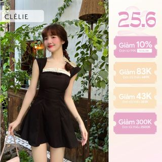 CLÉLIE Đầm chữ a cạp cổ trắng trễ vai dáng xòe KATIE DRESS