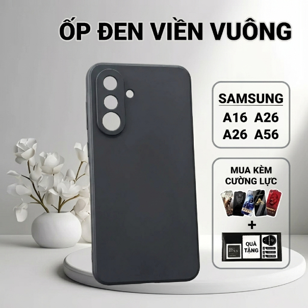Ốp lưng Samsung A16, A26, A36, A56 5G trơn màu đen | Ốp điện thoại SS galaxy dẻo bảo vệ camera đt sá