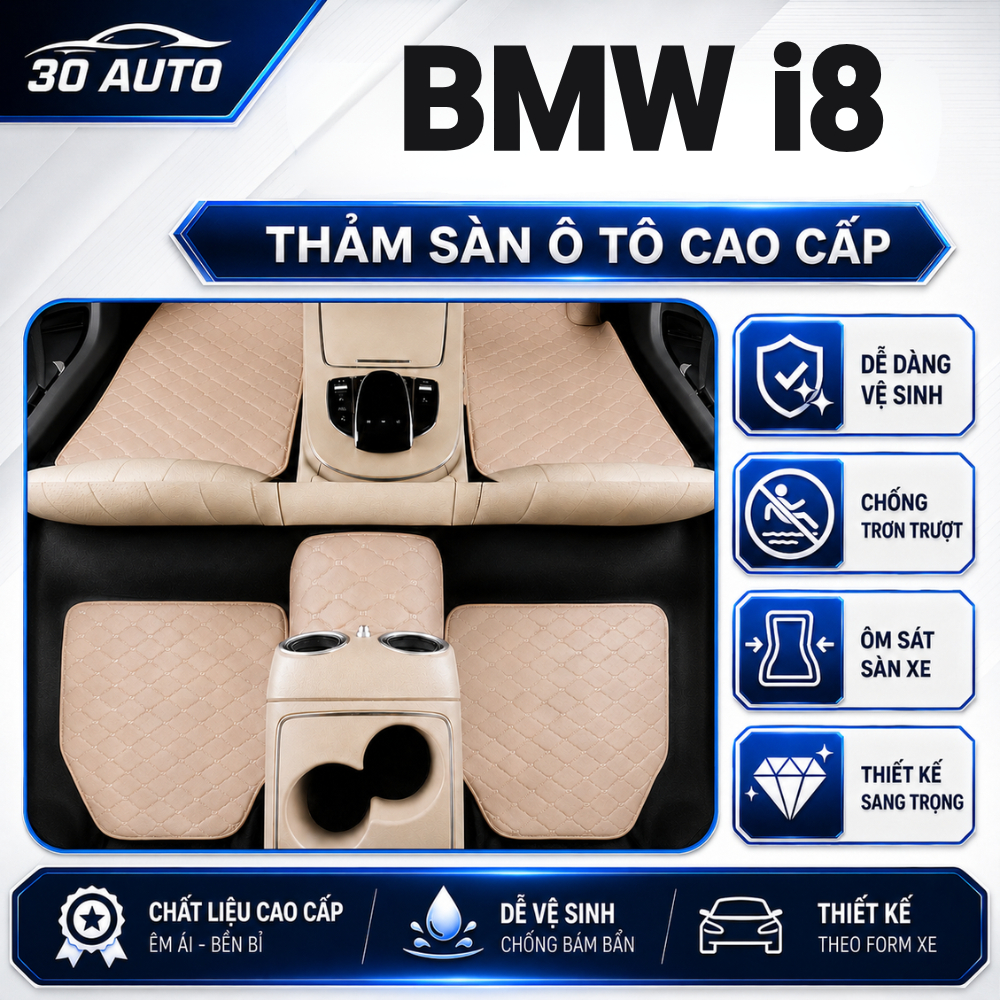 Thảm lót sàn ô tô 6D Bmw i8 chống xước, kháng khuẩn, phủ kín 90% sàn xe chính hãng TL Auto