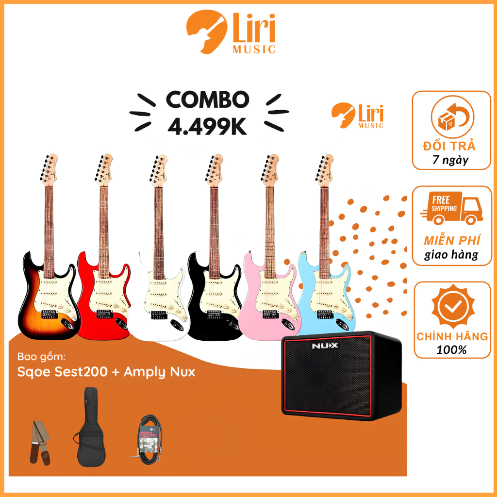 Combo Guitar điện Sqoe Sest200 + Amply Nux Mighty Lite MKii Chính hãng