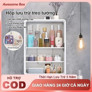 Hộp Dựng Mỹ Phẩm Kệ đựng mỹ phẩm Hộp Gắn Tường Kích Thước Ngăn Đa Dạng Có Nắp Chống Bụi Chống Nước