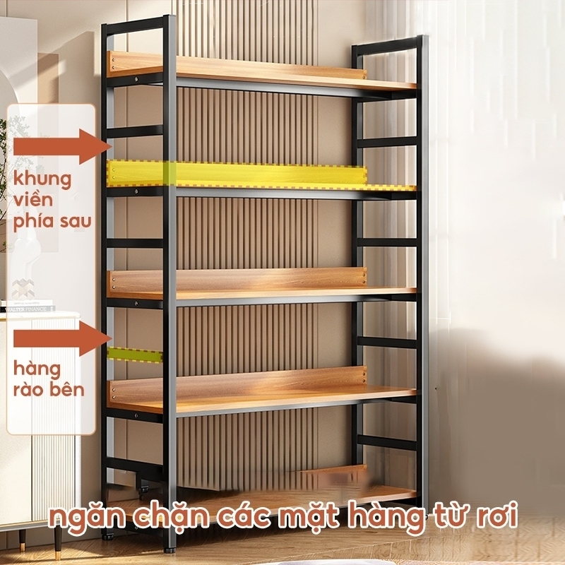 Bali Kệ Sách Kệ Để Đồ Nhiều Tầng Khung Sắt MDF Có Rào Chắn Cho Phòng Khách Văn Phòng | BigBuy360 - bigbuy360.vn