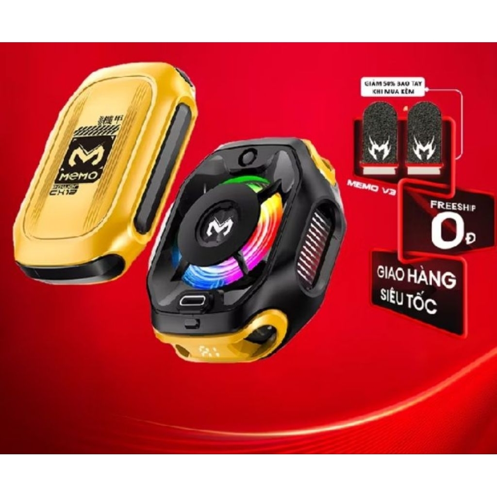 quạttản nhiệt MEMO CX12 Pro 2026 sử dụng pin làm lạnh sâu 2 chế độ AI đèn led màn hình tăng fps chơi