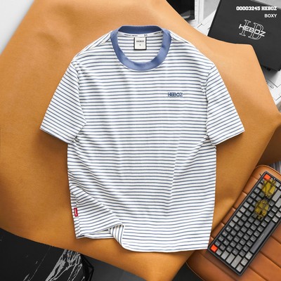[FORM RỘNG] Áo thun nam HEBOZ striped boxy 3M cotton dệt sọc co giãn 2 chiều - 00003245