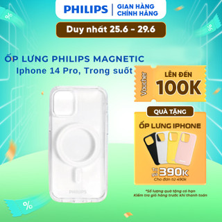 Ốp lưng trong suốt iPhone 14 Pro Philips DLK9614 hỗ trợ sạc không dây từ tính Magnetic.