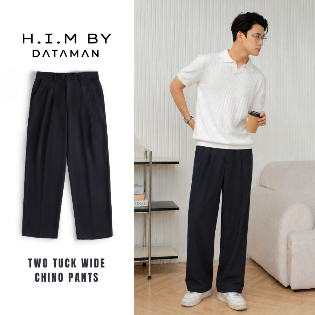 Quần Vải Ống Rộng Xếp Ly  - TWO TUCK WIDE CHINO PANTS - H.I.M STUDIO by DATAMAN