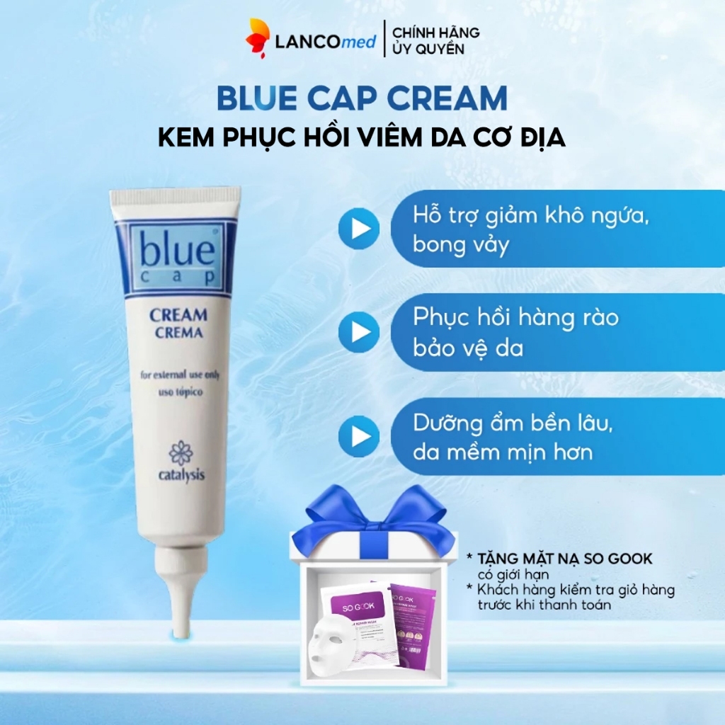 (B.sĩ CK Tư Vấn Trực Tiếp)BLUE CAP® CREAM 50G | Kem Dưỡng Chuyên Biệt Cho Da Cơ Địa, Da Tiết Bã & Da Khô Nhạy Cảm