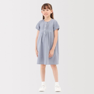 [26AW] MUJI Đầm Vải Mát Lạnh Broadcloth Tay Ngắn-Trẻ Em