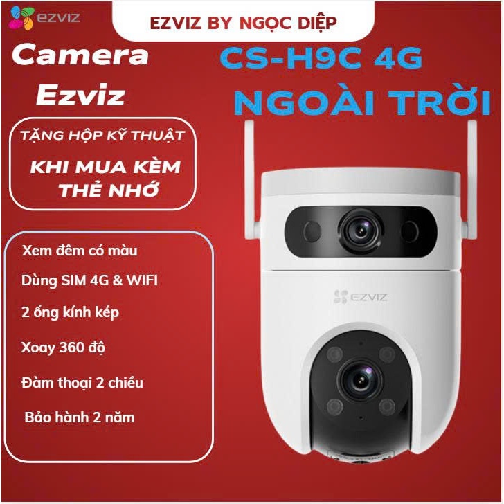 Camera Ezviz H9C Wifi & 4G (5MP+5MP) Ống Kính Kép,Quay Quét 360 Độ, Nhận Diện AI, Bảo Hành 2 Năm