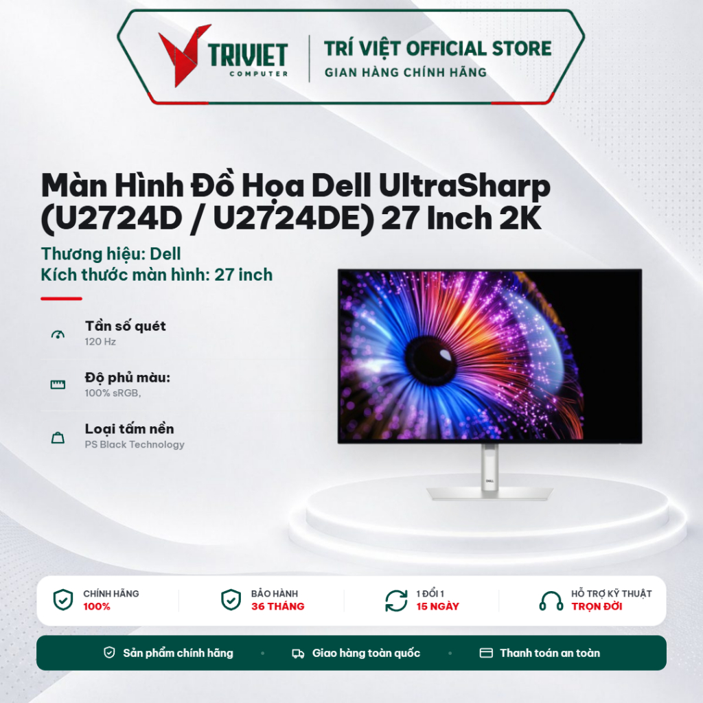 Màn Hình Đồ Họa Dell UltraSharp (U2724D / U2724DE) 27 Inch 2K 5ms IPS 120Hz Mượt Mà USB-C