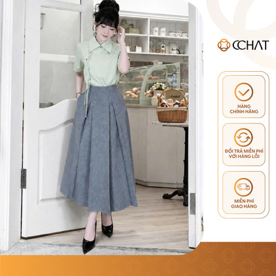 Chân Váy 𝐂𝐂𝐇𝐀𝐓 Dáng Xòe Meso Xếp Ly Dài Chất Liệu Tuytsi Cao Cấp 16CDS2049XT