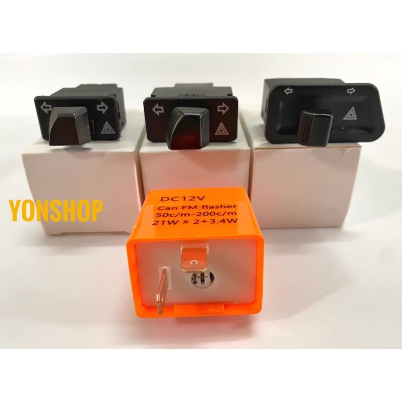 Combo Nút Xi Nhan Hazard + Cục Chớp Xi Nhan Điện Tử Điều Chỉnh Tốc Độ Nháy