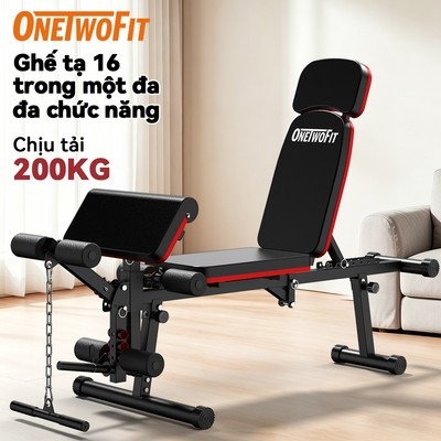 OneTwoFit Ghế tập tạ 16 trong 1 gập gọn, chịu tải 200KG, tập tại nhà