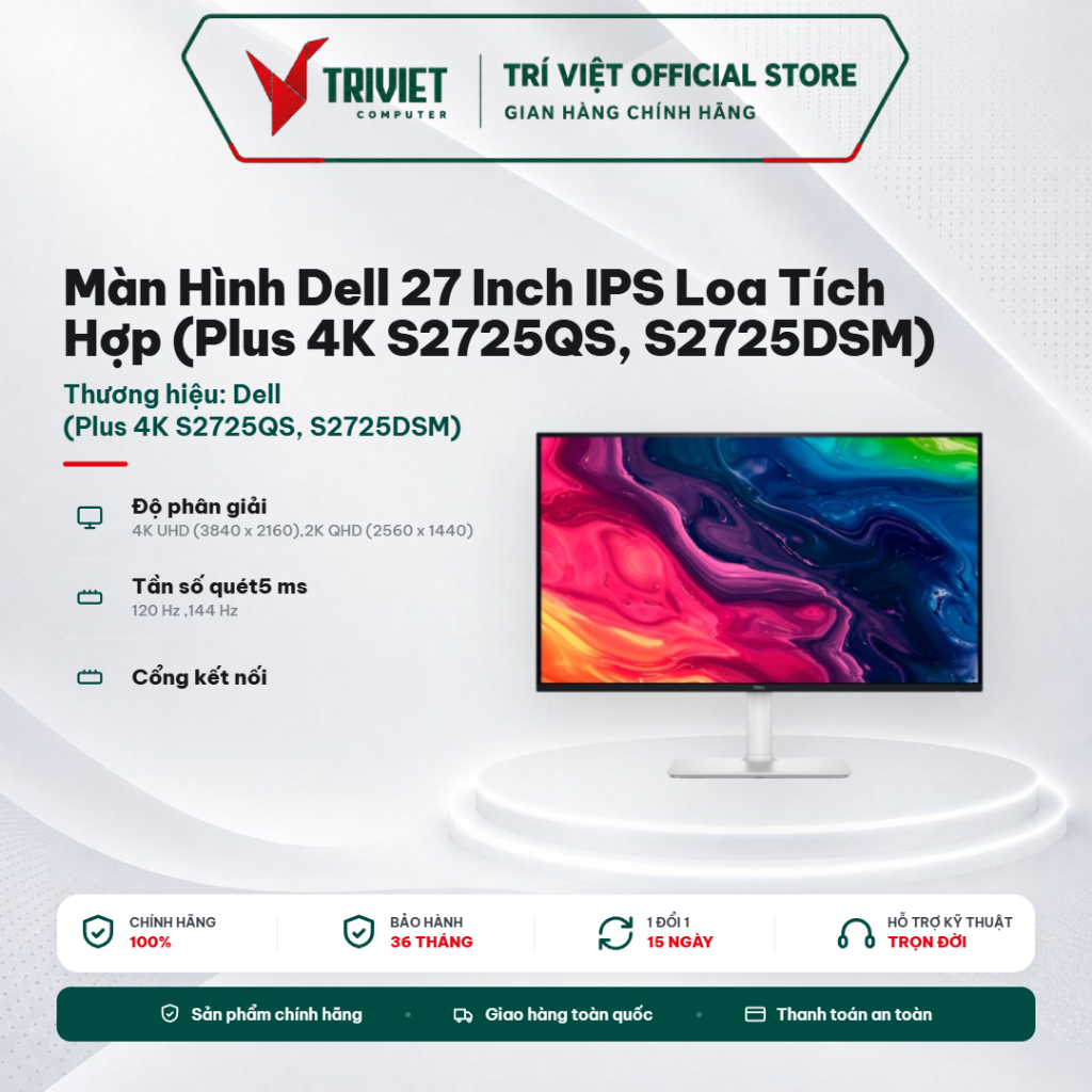 Màn Hình Dell 27 Inch IPS Loa Tích Hợp (Plus 4K S2725QS, S2725DSM)