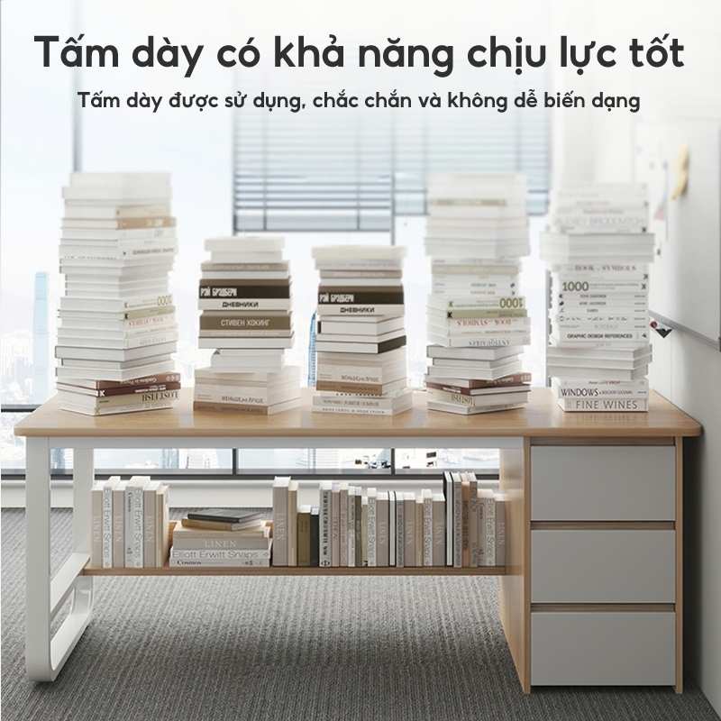 Bali Bàn Làm Việc Bàn Máy Tính Có Ngăn Kéo Kệ Lưu Trữ Khung Thép Chắc Chắn Mặt Bàn Rộng | BigBuy360 - bigbuy360.vn