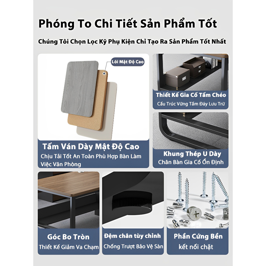 Bali Bàn Làm Việc Bàn Máy Tính Có Ngăn Kéo Kệ Lưu Trữ Khung Thép Chắc Chắn Mặt Bàn Rộng | BigBuy360 - bigbuy360.vn