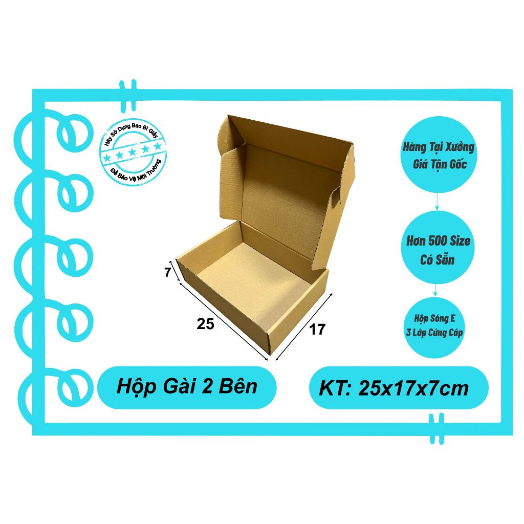 Size 25x17x7 cm _Combo 100c_ Hộp Gài 2 Bên