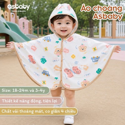 Áo choàng trẻ em Asbaby, chất vải poly cool mềm, mát, co giãn tốt cho bé 18 tháng-4 tuổi