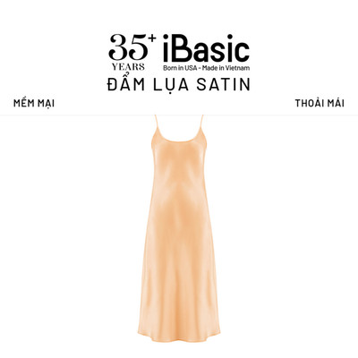 Váy ngủ lụa satin iBasic hai dây phom suông dài SW073