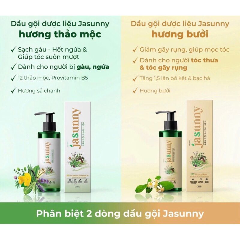 dầu gội dược liệu jasunny, dầu gội hương bưởi jasunny