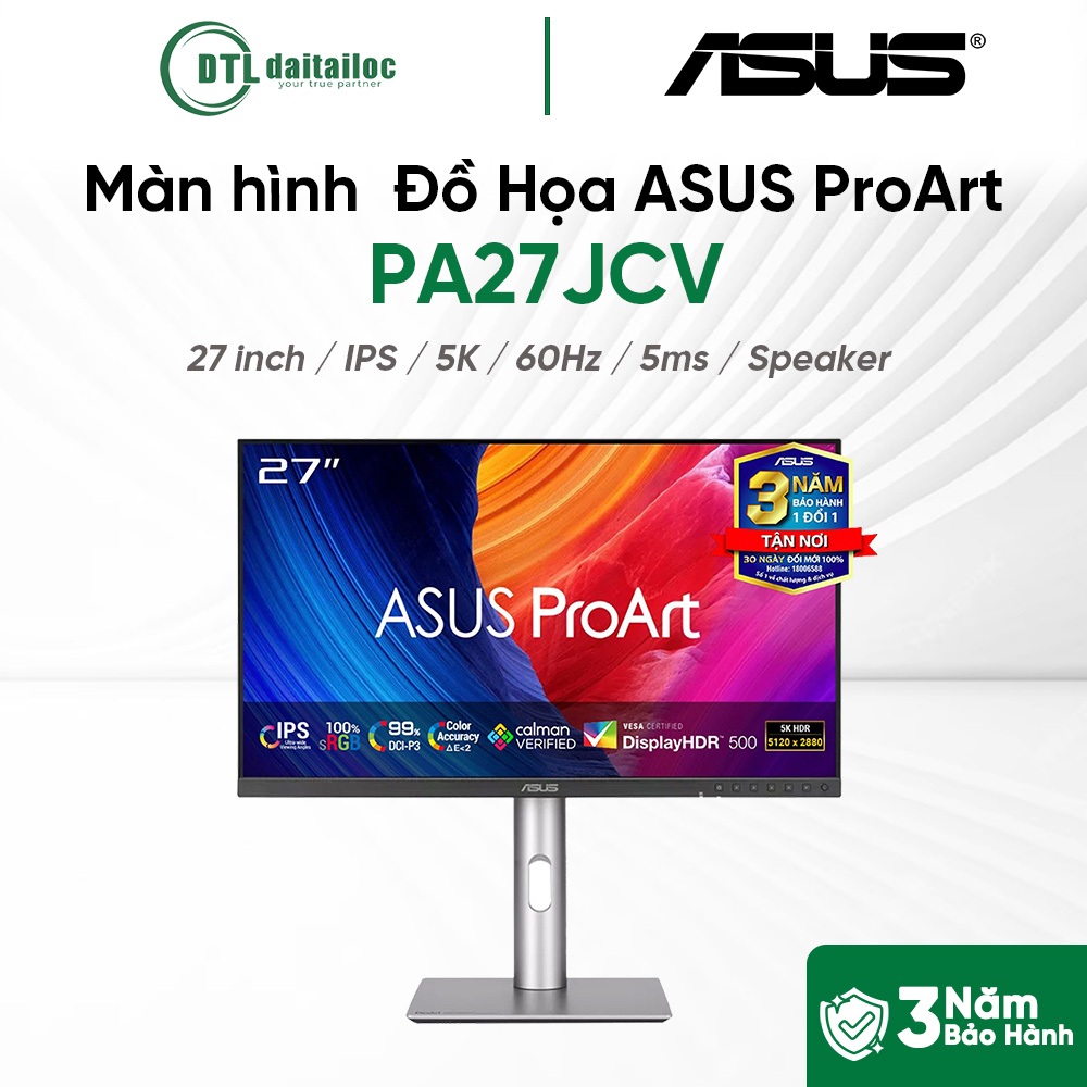 Màn Hình Đồ Họa ASUS ProArt PA27JCV 27 inch IPS 5K 60Hz 5ms Speaker I Chính hãng I Bảo hành 36 tháng