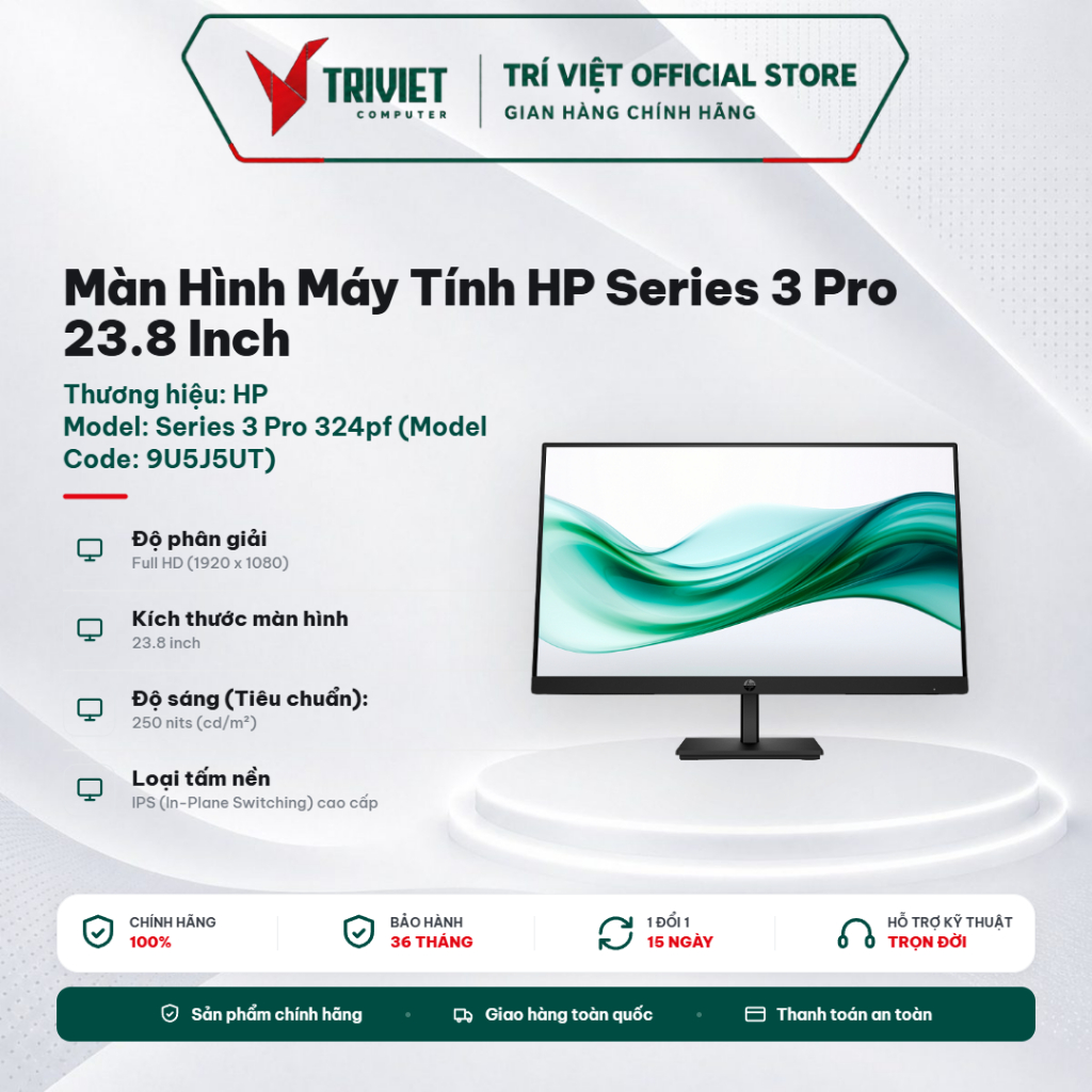 Màn Hình Máy Tính HP Series 3 Pro 23.8 Inch – Độ Phân Giải FHD Sắc Nét, Viền Siêu Mỏng (9U5J5UT/9U5C