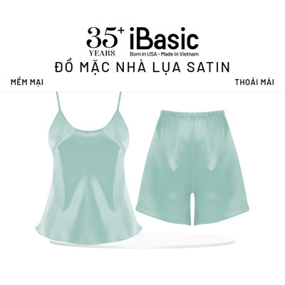 Đồ bộ mặc nhà nữ iBasic lụa satin áo hai dây quần đùi HOMW068