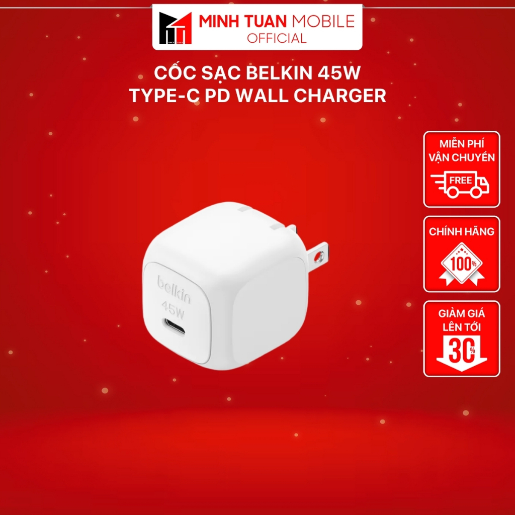 Cốc Sạc Belkin 45W Type-C PD Wall Charger