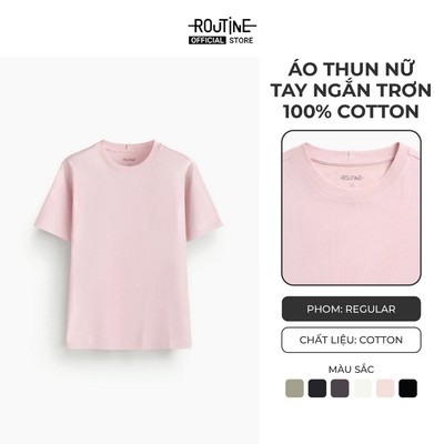 Áo Thun Nữ Tay Ngắn Trơn 100% Cotton Form Regular - Routine 10S24TSSW001