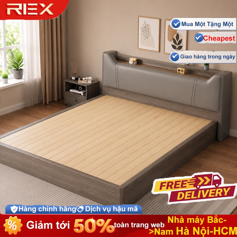 REX Giường Ngủ hiện đại Đầu giường có chức năng lưu trữ  chống xước đế nhựa chống ẩm
