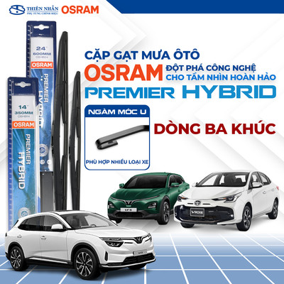 Cặp Gạt Mưa Ôtô 3 Khúc OSRAM Ngàm Móc U Cho Xe Toyota, Mazda, Kia, Honda, Hyundai, Vinfast và các dòng xe khác