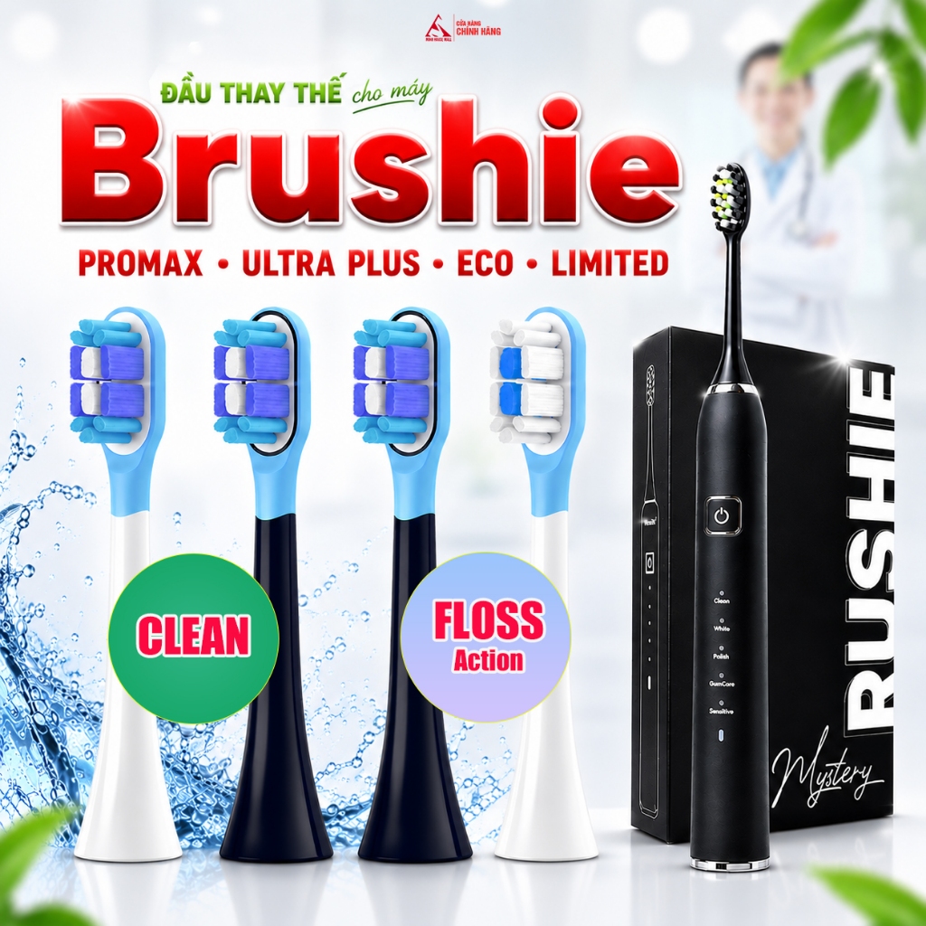 Thay thế cho đầu bàn chải điện Brushie Minh House Promax Ultra Plus Eco Limited Clean Floss Action